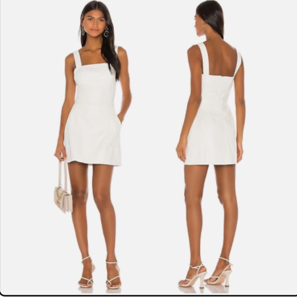 Amanda Uprichard Dresses & Skirts - Amanda Uprichard Women's Ace Dress Pockets Vegan Leather White Overall Sz M
